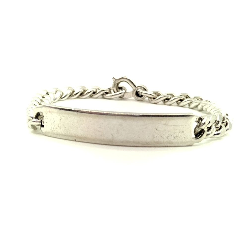Sterling Silver Engravable Plate ID Chain Bracelet 7"